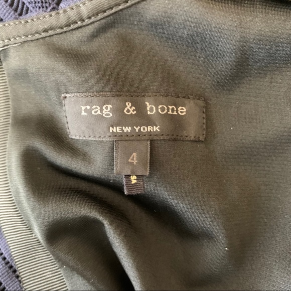 Rag & Bone Basha Leather Trim Dress Indigo - Picture 10 of 13